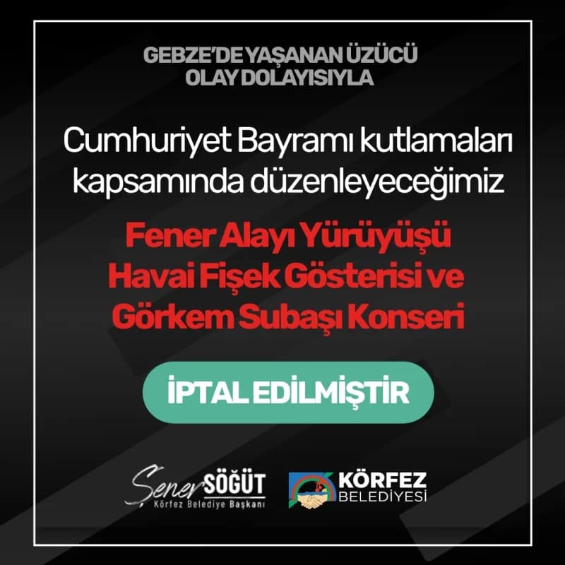Körfez'de Cumhuriyet Bayramı konseri iptal!