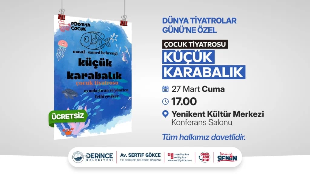 Derince'de Çocuk Tiyatrosu ile Dünya Tiyatrolar Günü Kutlaması